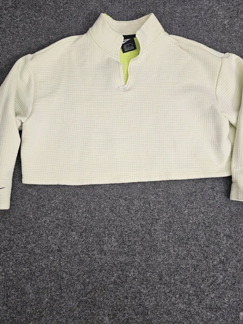 Nike Women’s Cropped Waffle Half-Zip Sweater - Pale Yellow